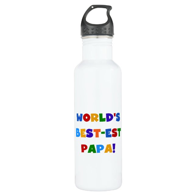 Bouteille D'eau Bright Colours World's Best Papa Tshirts et (Devant)