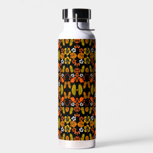 Bouteille D'eau Bright Orange Floral Tropical Motif