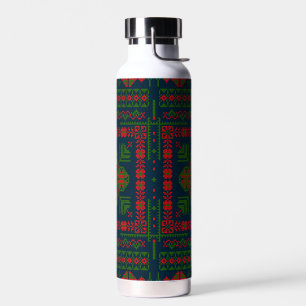 Bouteille D'eau Broderie palestinienne Tatreez rouge vert 5 Motif