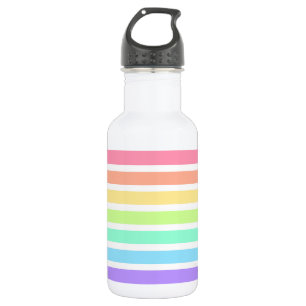 Bouteille D'eau Bubblegum arc-en-ciel et bandes blanches