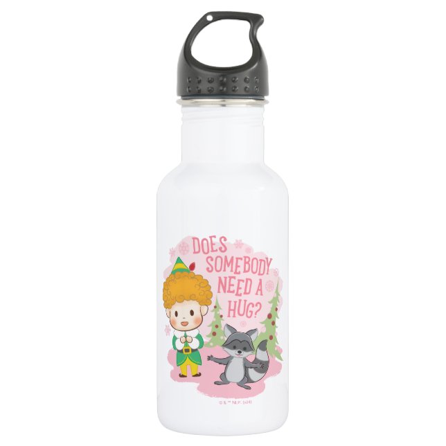 Bouteille D'eau Buddy l'Elfe Quelqu'un a besoin d'un câlin ? (Devant)