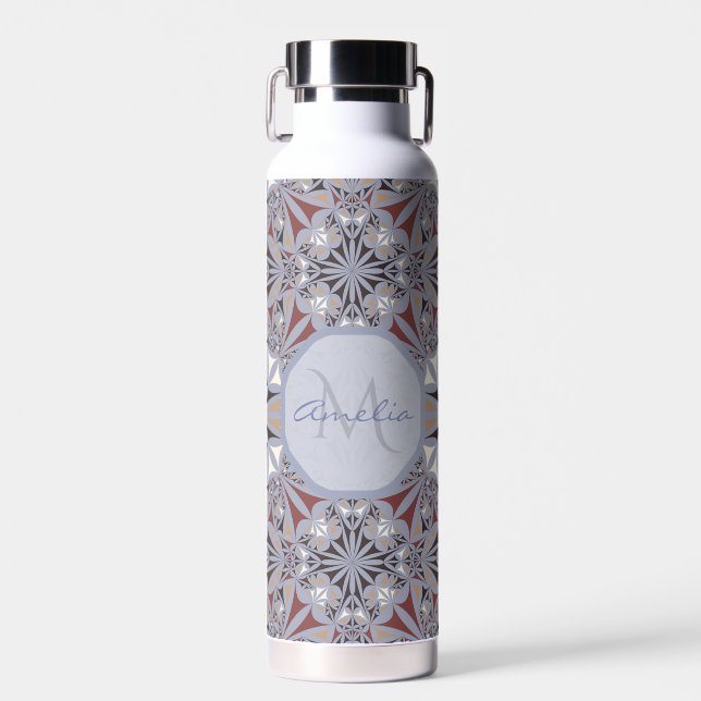 Bouteille D'eau Burgundy and Grey Elegant Pattern Personalised (Avant)