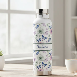 Bouteille D'eau Butterfly Floral Pattern Water Bottle
