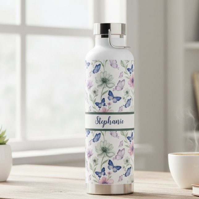 Bouteille D'eau Butterfly Floral Pattern Water Bottle (Butterfly floral water bottle)
