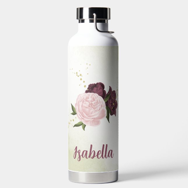 Bouteille D'eau cabernet rose floral verdure  (Droite)