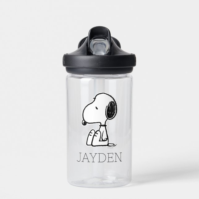 Bouteille D'eau cacahuètes | Snoopy En Bas | Ajouter Votre Nom (Avant)