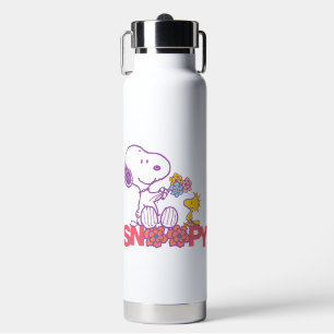 Bouteille D'eau cacahuètes   Snoopy & Woodstock Flowers
