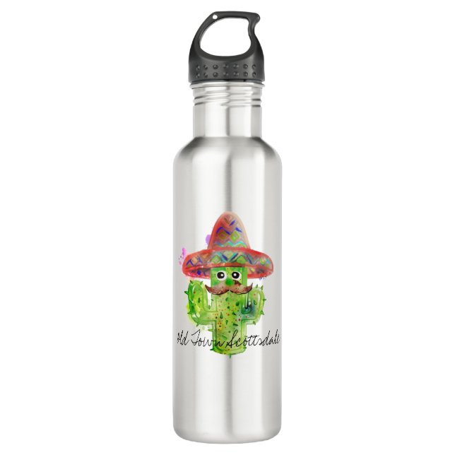 Bouteille D'eau Cactus Art Fiesta Mustache Emplacement du Casquett (Devant)