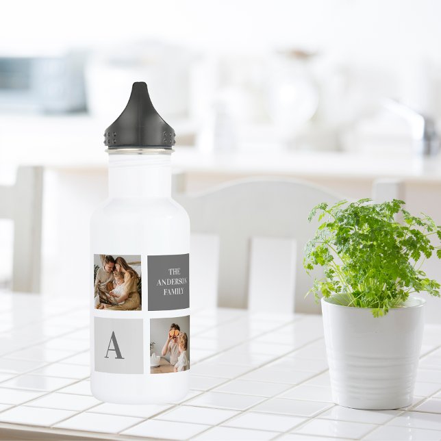 Bouteille D'eau Cadeau Collage familial personnalisé (Créateur téléchargé)
