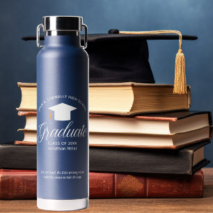 Bouteille D'eau Cadeau de fin d'études bleu personnalisé pour la p