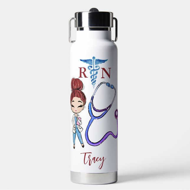 Bouteille D'eau Cadeau de monogramme de l'infirmière mignonne pers (Salle de sport)