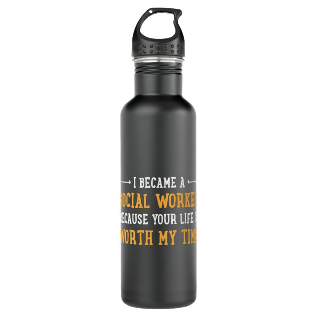 Bouteille D'eau Cadeau de travail social d'un travailleur social (Devant)