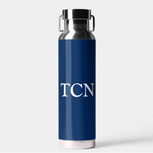 Bouteille D'eau Cadeau tendance bleu marine blanc monogramme pour