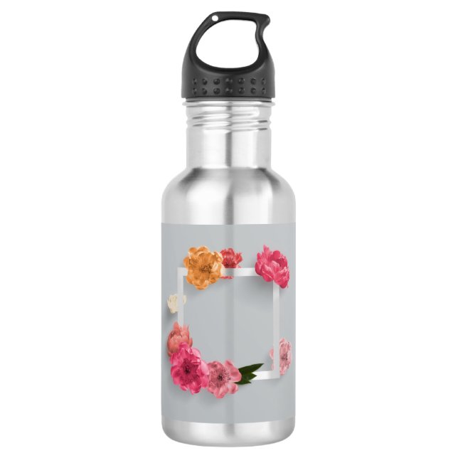 Bouteille D'eau Cadre de fleurs (Devant)