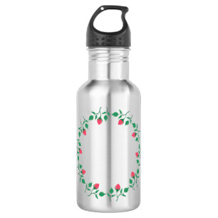 Bouteille D'eau Cadre rond fleuri avec fleurs roses