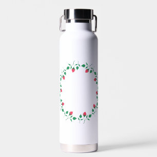 Bouteille D'eau Cadre rond fleuri avec fleurs roses