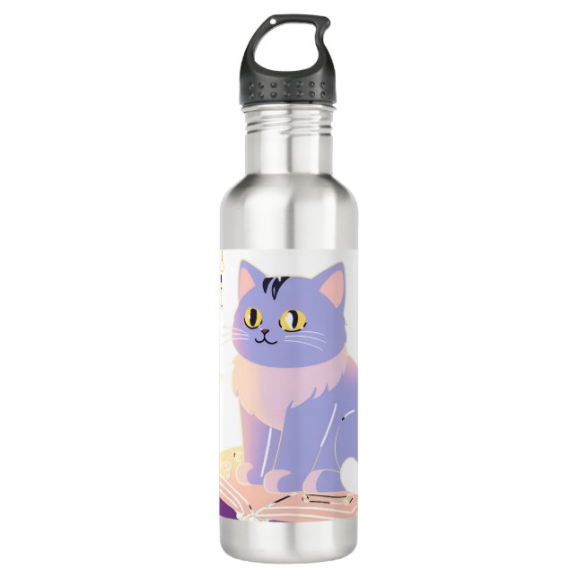 Bouteille D'eau Café de bibliothèque cat (Devant)
