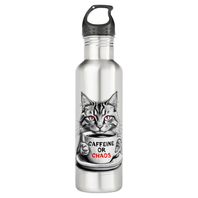 Bouteille D'eau Caféine Ou Chaos Café Lover (Devant)