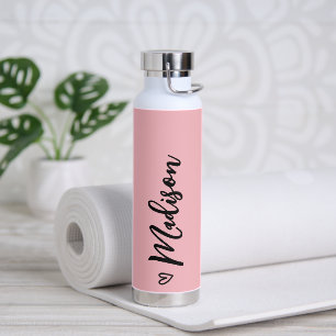 Bouteille D'eau Calligraphie du coeur mignon Personnalisé Rose noi