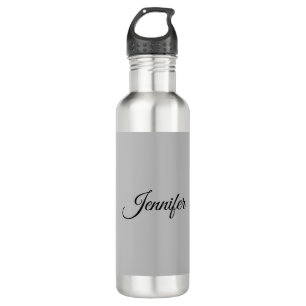 Bouteille D'eau Calligraphie Élégant Gris rétro Gris