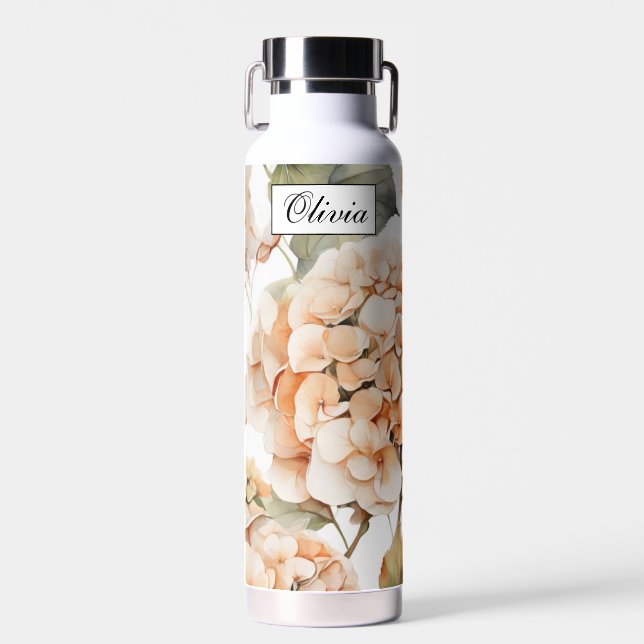 Bouteille D'eau Calligraphie florale classique du boho vert orange (Avant)