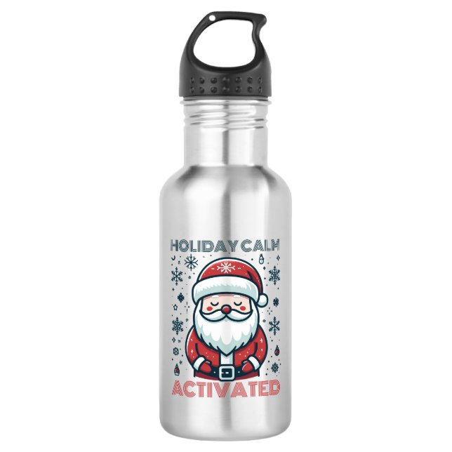 Bouteille D'eau Calme de vacances personnalisable Père Noël (Devant)