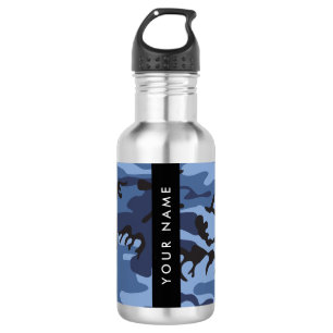 Bouteille D'eau Camouflage Bleu Marine Personnalisez votre nom