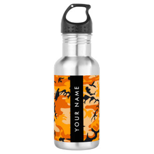 Bouteille D'eau Camouflage Orange Personnalisez Votre nom