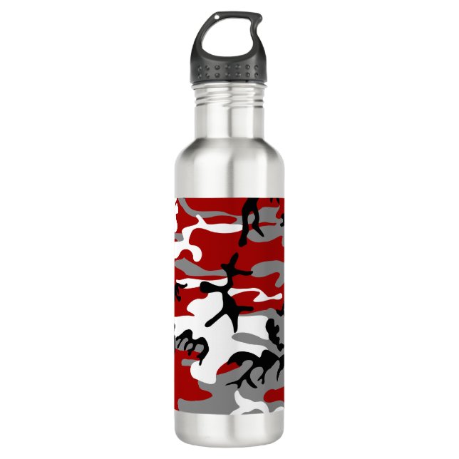 Bouteille D'eau Camouflage rouge et gris, Militaire, Armée (Devant)