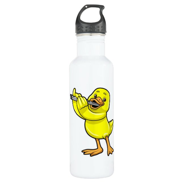 Bouteille D'eau Canard en musique avec Flûte (Devant)