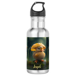 Bouteille D'eau Canard mou sous parapluie jaune Nom personnalisé