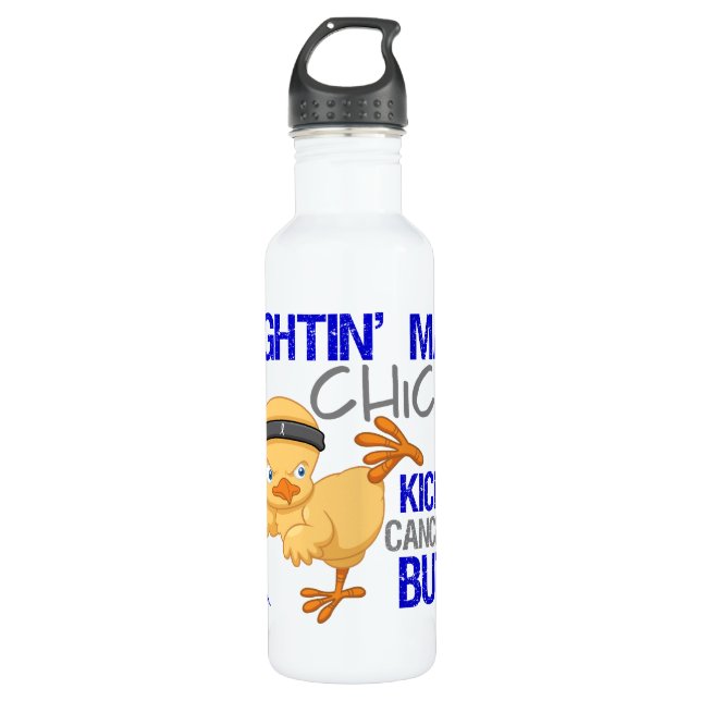 Bouteille D'eau Cancer du rectum de poussin de Fightin (Devant)