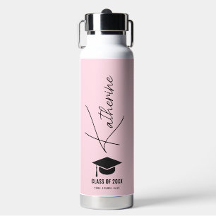 Bouteille D'eau Cap de diplôme Élégante calligraphie rose Personna