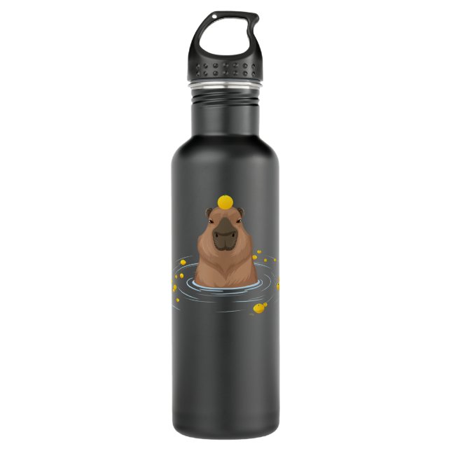Bouteille D'eau Capybara drôle dans l'eau avec Mème de citrons (Devant)