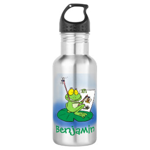 Bouteille D'eau Caricature amusante de grenouille verte