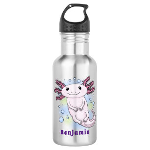 Bouteille D'eau Caricature axolotl rose adorable