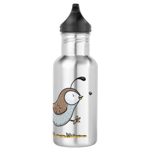 Bouteille D'eau Caricature de caille californienne joli