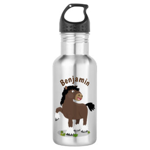 Bouteille D'eau Caricature de cheval de trait de Cute Clydesdale