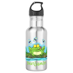 Bouteille D'eau Caricature de grenouille vert mignon