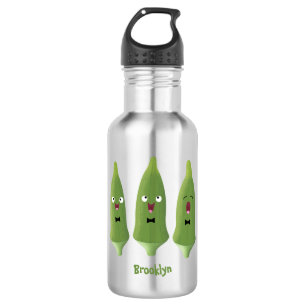 Bouteille D'eau Caricature de légumes de l'okra chantante mignonne