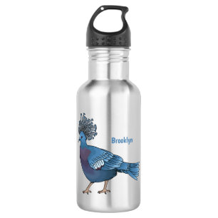 Bouteille D'eau Caricature de l'oiseau pigeon couronné Victoria