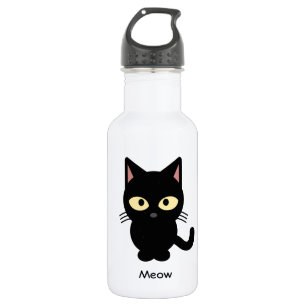 Bouteille D'eau Caricature de miow en chat noir mignon