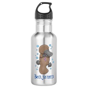 Bouteille D'eau Caricature de platypus bébé très heureuse