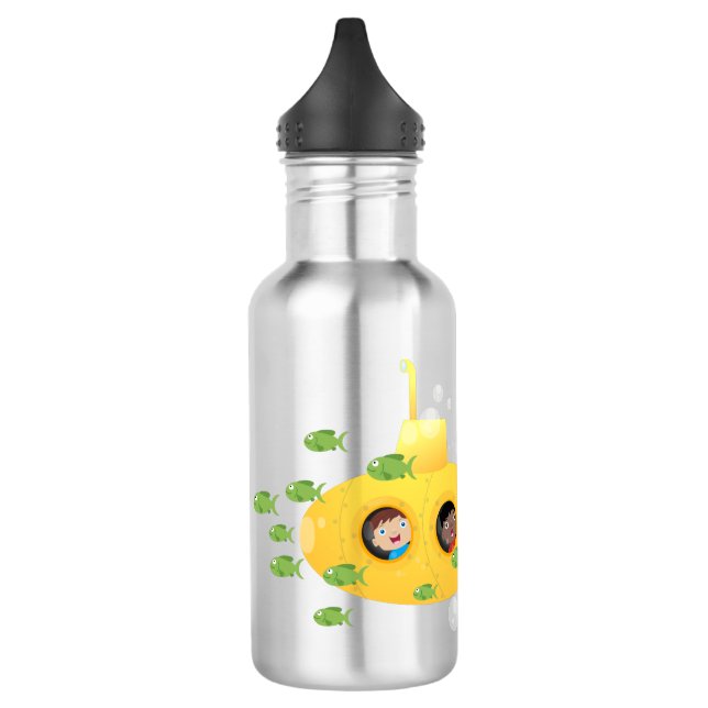 Bouteille D'eau Caricature de poisson sous-marin jaune mignon (Gauche)