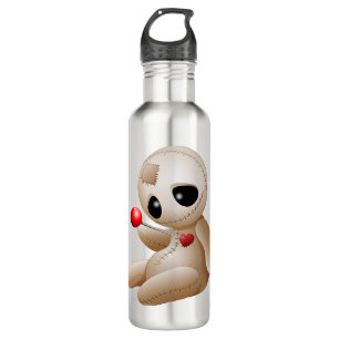 Bouteille D'eau Caricature de poupée vaudou en amour