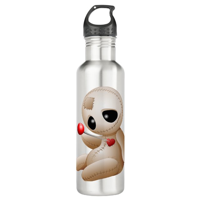 Bouteille D'eau Caricature de poupée vaudou en amour (Devant)