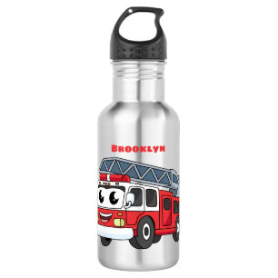 Bouteille D'eau Caricature du moteur de feu joyeux