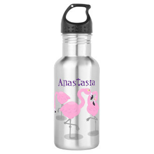Bouteille D'eau Caricature en trio flamand rose mou
