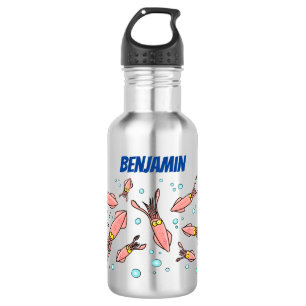 Bouteille D'eau Caricature humoristique de calmar rose motif