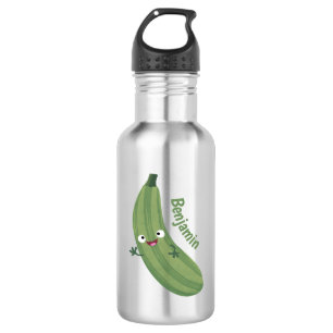 Bouteille D'eau Caricature joyeux de courgettes mignonnes